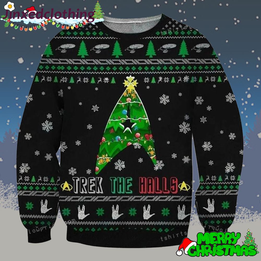 Trek The Halls Christmas Tree Christmas Ugly Sweater Christmas Party 